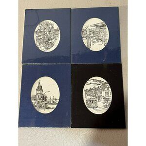 LOT 4 Martin Tang Lithograph Art Prints San Francisco Cable Car Wharf